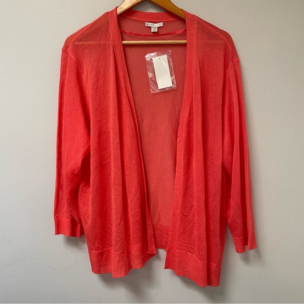 Cato coral/orange Open Cardigan, Size 22/24W